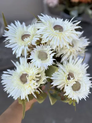 Kytica veľká astra, textilný kvet, TOP kvalita, 12x stonka, 47cm, biela 