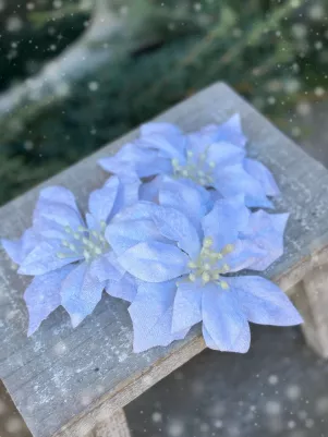 Vianočná ruža hlavička, zamat, bez štipca, len hlavička, cena za 1ks, 10cm, biela 